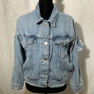 BDG Urban Outfitters Distressed Light Wash Denim Jacket Women’s Small Frayed